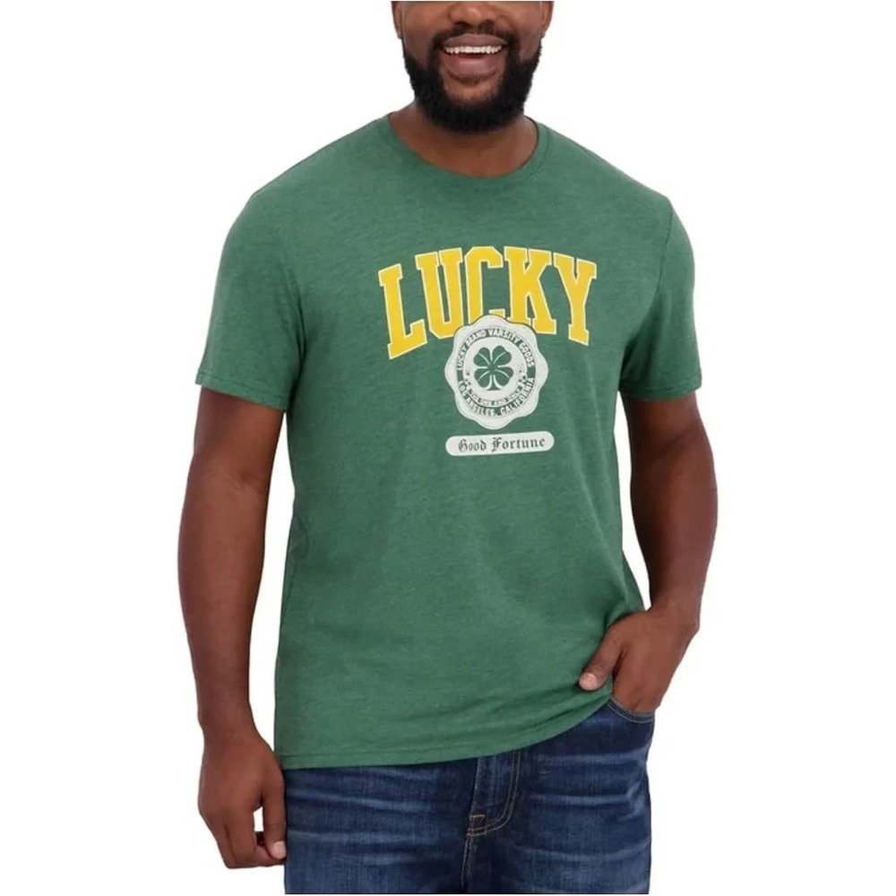 Lucky Brand Graphic Shirt Men Short Sleeve T-Shirt, Green, Large, New
